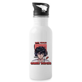 Dark Circles Are Gamer Badges - Water bottle with straw - white - Right