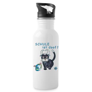 Schule ist doof - Trinkflasche mit integriertem Trinkhalm - Weiß - Rechts