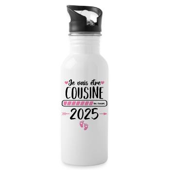 Je vais être cousine 2025 annonce naissance cadeau - Gourde avec paille intégrée - blanc - Droite