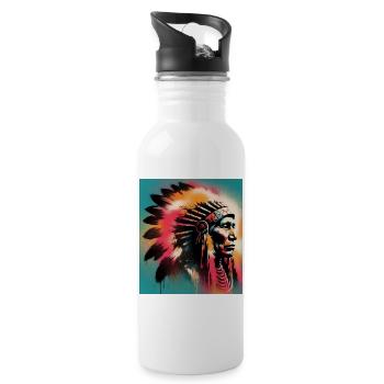 American Indian American - Water bottle with straw - white - Right