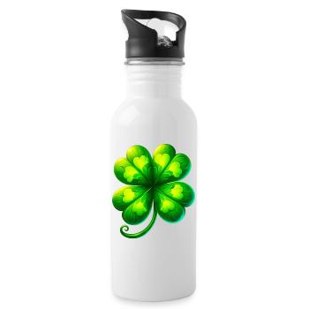Four-leaf clover - Water bottle with straw - white - Right