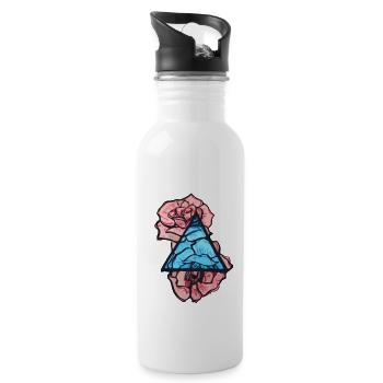 Stained Glass Roses - Water bottle with straw - white - Right