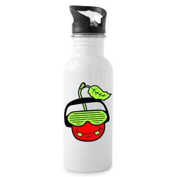 Cherry DJ Fruit Face Grins Party Club Music - Water bottle with straw - white - Right