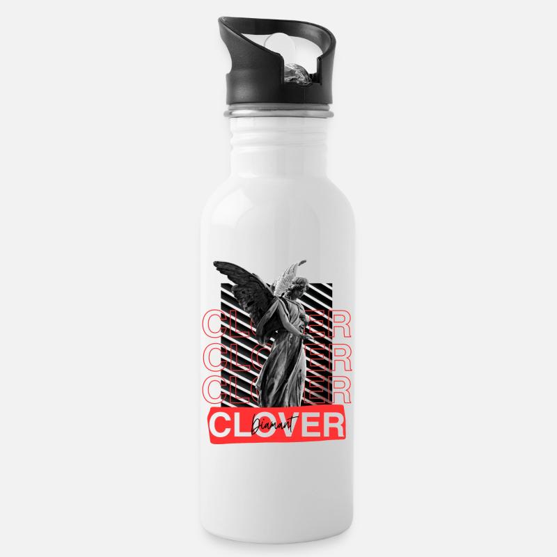Clover engel - Trinkflasche mit integriertem Trinkhalm - Weiß