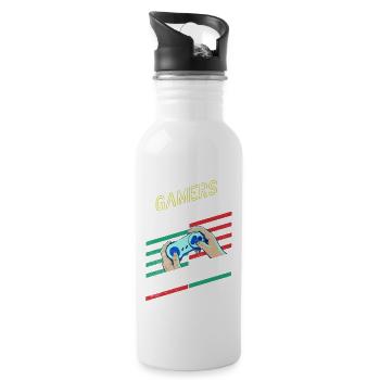 Gamers Keep It Classic - Trinkflasche mit integriertem Trinkhalm - Weiß - Rechts