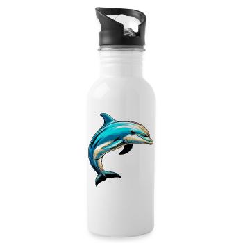 Delfin - Trinkflasche mit integriertem Trinkhalm - Weiß - Rechts