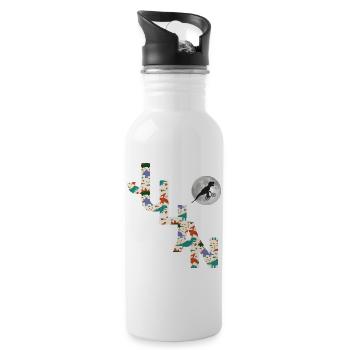 JULIAN - Beautiful boy name with dinosaur - Water bottle with straw - white - Right