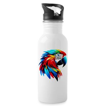Papagei - Trinkflasche mit integriertem Trinkhalm - Weiß - Rechts