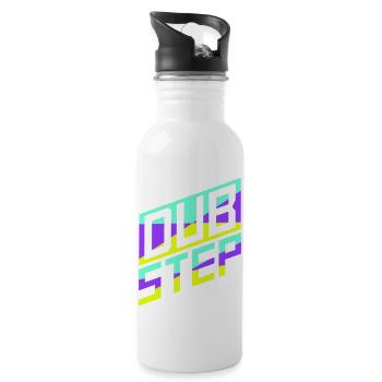 Dub Step Techno Music Party Club Text Lettering - Water bottle with straw - white - Right