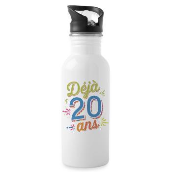 Déjà 20 ans - Gourde avec paille intégrée - blanc - Droite