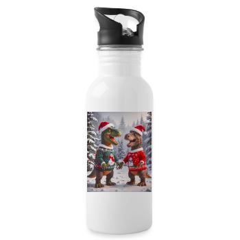 Dinosaurier hässlicher Weihnachtspullover Winter Weihnachten - Trinkflasche mit integriertem Trinkhalm - Weiß - Rechts