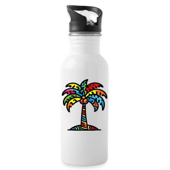 Palme - Trinkflasche mit integriertem Trinkhalm - Weiß - Rechts