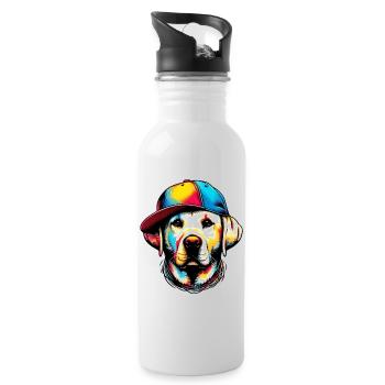 Hund - Trinkflasche mit integriertem Trinkhalm - Weiß - Rechts