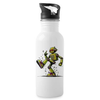 Außerirdischer außerirdischer Roboter tanzt - Trinkflasche mit integriertem Trinkhalm - Weiß - Rechts