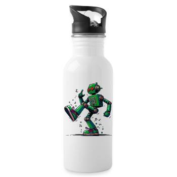 Außerirdischer außerirdischer Roboter tanzt - Trinkflasche mit integriertem Trinkhalm - Weiß - Rechts