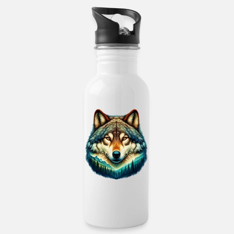 Loup - Gourde avec paille intégrée - blanc