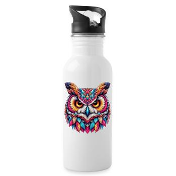 Owl - Water bottle with straw - white - Right