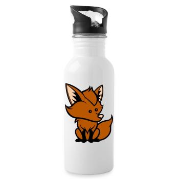 fuchs comic tier - Trinkflasche mit integriertem Trinkhalm - Weiß - Rechts