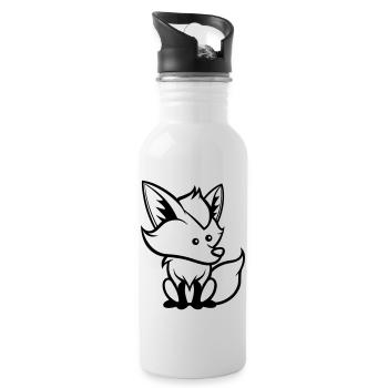 fuchs comic tier - Trinkflasche mit integriertem Trinkhalm - Weiß - Rechts