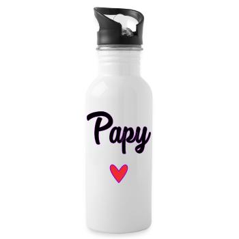 PAPY. PAPA. FÊTE DES PÈRES. BONNE FÊTE PAPA - Gourde avec paille intégrée - blanc - Droite