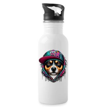 Chien - Gourde avec paille intégrée - blanc - Droite