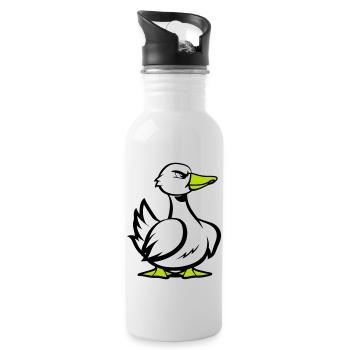 Duck Comic Cartoon - Water bottle with straw - white - Right