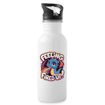 Feeling Fired Up - Water bottle with straw - white - Right