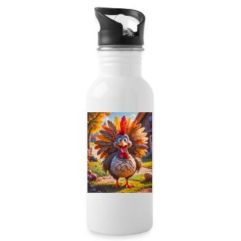 super cute birds around the world – Turkey - Water bottle with straw - white - Right