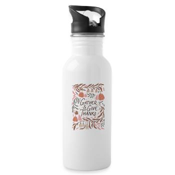 Collect & Say Thank You Thanksgiving Design - Water bottle with straw - white - Right