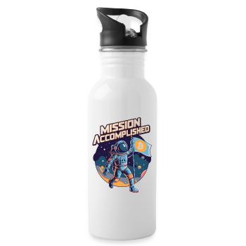 Mission erfüllt - Trinkflasche mit integriertem Trinkhalm - Weiß - Rechts