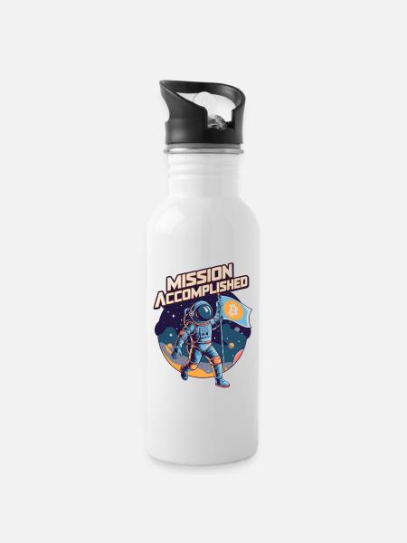 Mission erfüllt - Trinkflasche mit integriertem Trinkhalm - Weiß