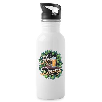 Hopfen und Träume - Trinkflasche mit integriertem Trinkhalm - Weiß - Rechts