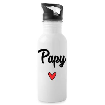 PAPY. FÊTE DES PÈRES. BONNE FÊTE PAPY. JE T'AIME. - Gourde avec paille intégrée - blanc - Droite