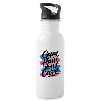 Gym Hair Don't Care - Trinkflasche mit integriertem Trinkhalm - Weiß - Rechts