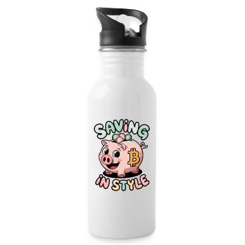 Saving In Style - Water bottle with straw - white - Right