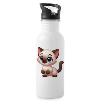 Siamese kitten - Water bottle with straw - white - Right