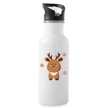 Mignon renne avec des flocons de neige - Gourde avec paille intégrée - blanc - Droite