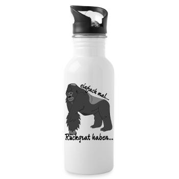 Gorilla "einfach mal Rückgrat haben..." - Trinkflasche mit integriertem Trinkhalm - Weiß - Rechts
