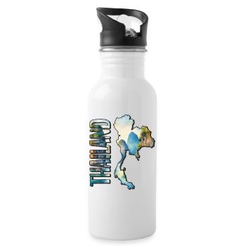 Watercolor Map Thailand - Water bottle with straw - white - Right