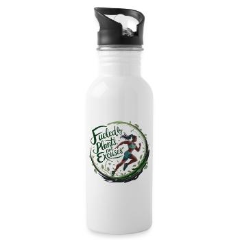 Fueled By Plants Not Excuses - Water bottle with straw - white - Right