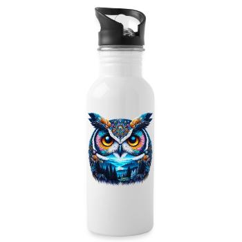 Owl - Water bottle with straw - white - Right