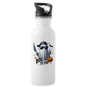 Halloween Partner Look Boo to You Ghost Design - Water bottle with straw - white - Right