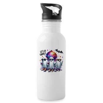 Halloween Partner Look Let's Go Ghouls Design - Water bottle with straw - white - Right