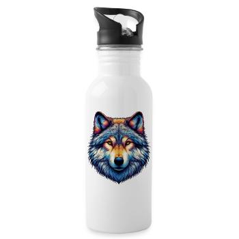 Wolf - Trinkflasche mit integriertem Trinkhalm - Weiß - Rechts