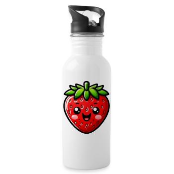 Strawberry Strawberries - Water bottle with straw - white - Right