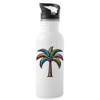 Palme - Trinkflasche mit integriertem Trinkhalm - Weiß - Rechts