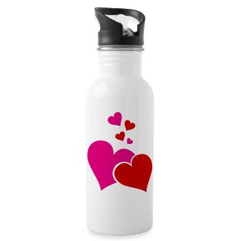 Hearts - Trinkflasche mit integriertem Trinkhalm - Weiß - Rechts