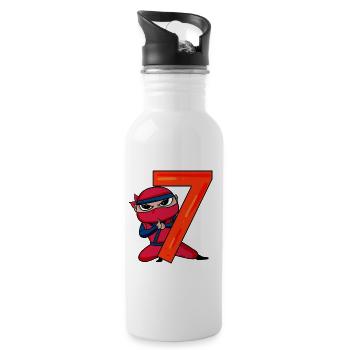 7th Birthday Motif Ninja - 7 years old - Water bottle with straw - white - Right
