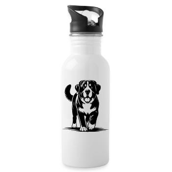 Großer Schweizer Sennenhund - Trinkflasche mit integriertem Trinkhalm - Weiß - Rechts