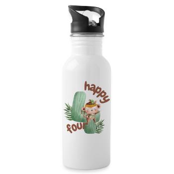 Happy Four Affe Safari - Trinkflasche mit integriertem Trinkhalm - Weiß - Rechts